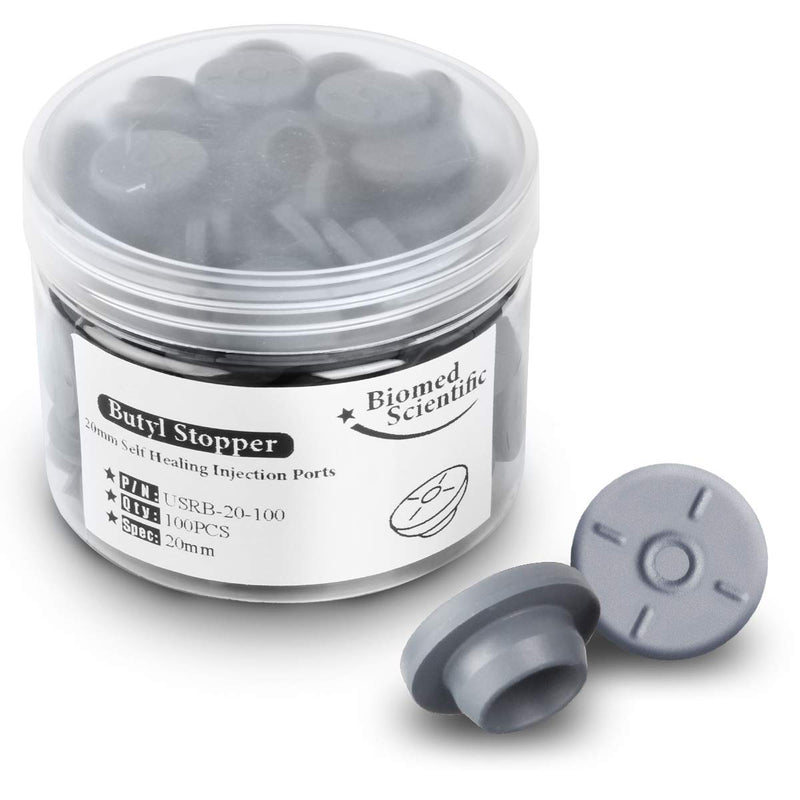  [AUSTRALIA] - 100Pcs 20mm Self Healing Injection Ports,vials Rubber stoppers,Butyl Cap for Glass Bottle& Mushroom Liquid Culture Mason Jars by Biomed Scientific(Grey） 20mm Grey(100pcs)
