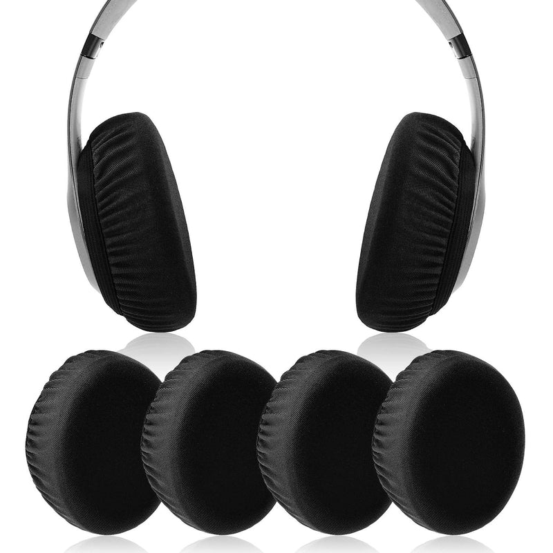  [AUSTRALIA] - Jecobb Flex Fabric Earpads Cover Protectors with Stretchable and Washable Lycra for Beats Studio 3/2 Bose QC35 25 15 and Other Headphones with 3-4 Inch Ear Cushions [ 2 Pairs ] (Black) Black