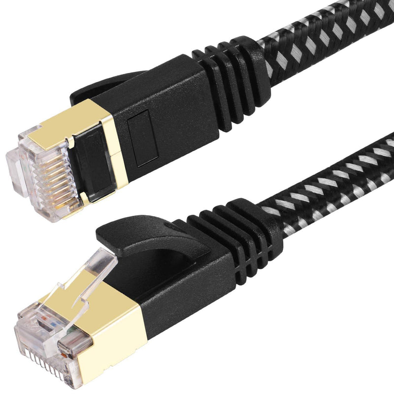  [AUSTRALIA] - Cat 7 Ethernet Cable, CableGeeker Nylon Braided Shielded Ethernet Cable 5ft - Flat RJ45 Network LAN Cord Support 10Gbps 600Mhz - Compatible with Cat5/Cat6 Network - Black Black 5ft