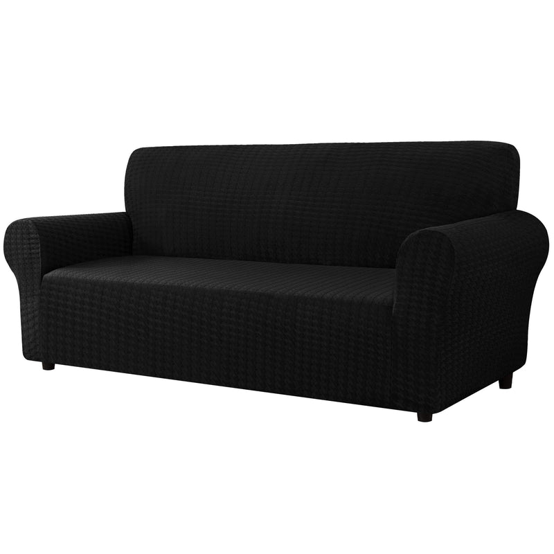  [AUSTRALIA] - CHUN YI 1-Piece Houndstooth Sofa Slipcover Couch Cover, Swallow Gird Ektorp 3 Seater Settee Coat Soft Spandex Fabric with Elastic Bottom (Large,Black) Large Black