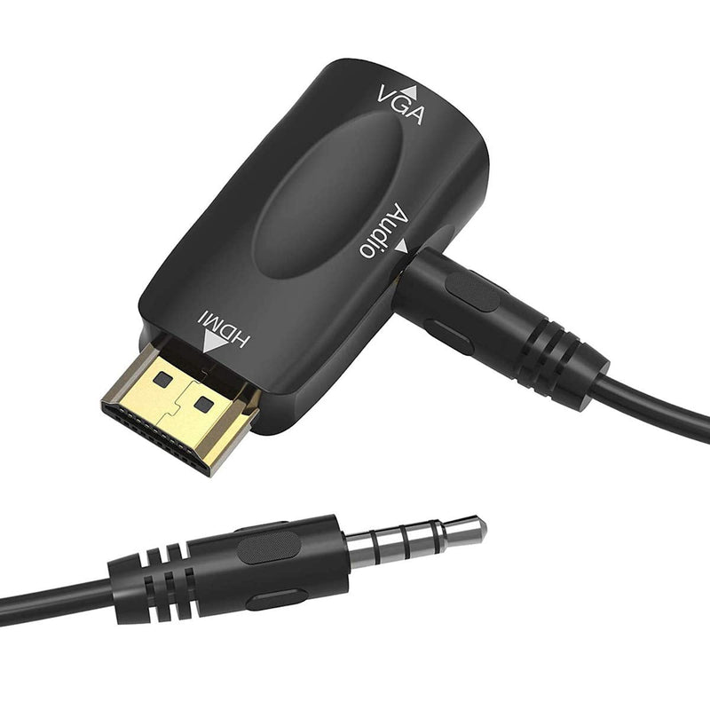  [AUSTRALIA] - HDMI to VGA Adapter Converter with 3.5mm Audio Jack Cable,4K HDMI to VGA Converter Male to Female Gold-Plated Connector for Laptop,PC, Desktop,Monitor, Projector,HDTV,DVD Black