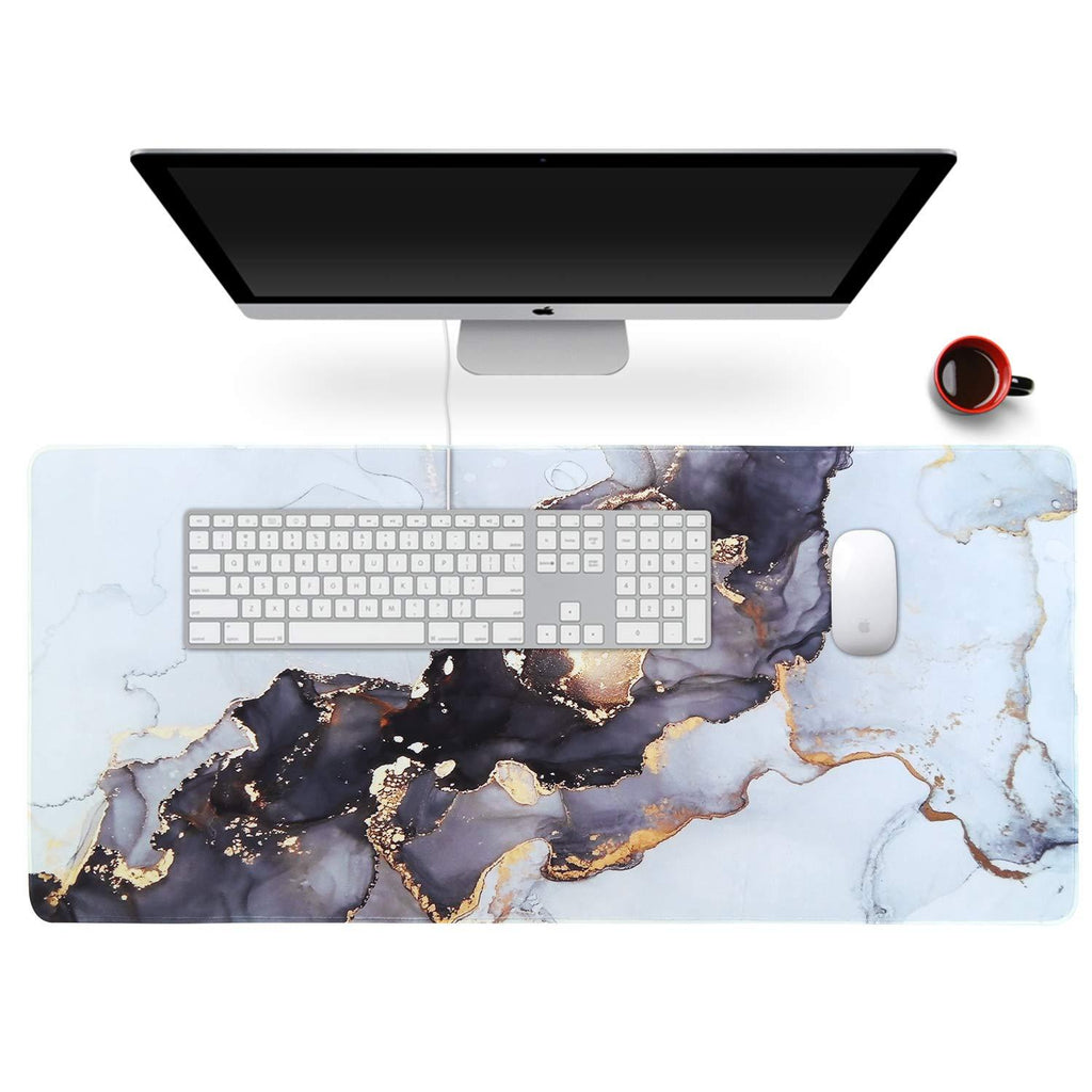 Anyshock Desk Mat, Extended Gaming Mouse Pad 35.4" x 15.7" XXL Keyboard Large Mousepad with Stitched Edges Non Slip Base, Water-Resistant Computer Desk Pad for Office and Home Gray Ink Marble Grey Ink Marble - LeoForward Australia