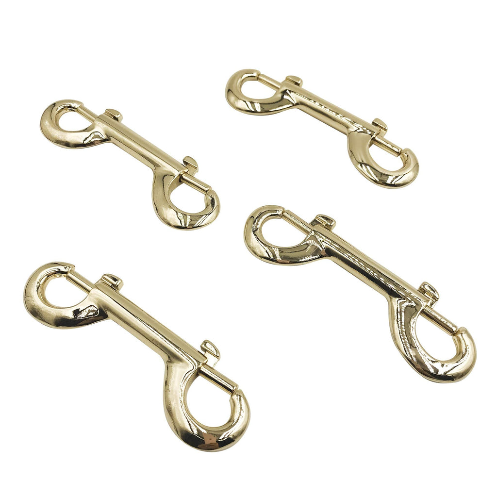  [AUSTRALIA] - 4 Pack 3.9" Double Ended Bolt Snaps Hook Zinc Alloy Trigger Chain Metal Clips Key Holder for Water Bucket Pet Feed Bucket Agricultural Equine Home Dog Leash Garage Use (Gold) PT102 Gold
