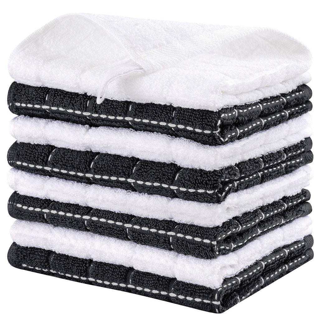  [AUSTRALIA] - Sunolga Cotton Terry Dishcloth,12 x 12 Inches,Set of 8 Kitchen Dish Cloths Soft Absorbent Kitchen Towels Rags (12x12 Inches, 8 Pack Dish Cloths, Black)