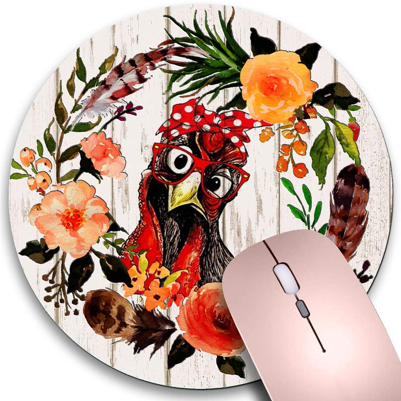 Round Mouse Pad,Funny Rooster and Wreath Non-Slip Rubber Circular Mouse Pads Customized Designed for Home and Office,7.9 x 7.9inch Funny Rooster and Wreath 20*20cm - LeoForward Australia