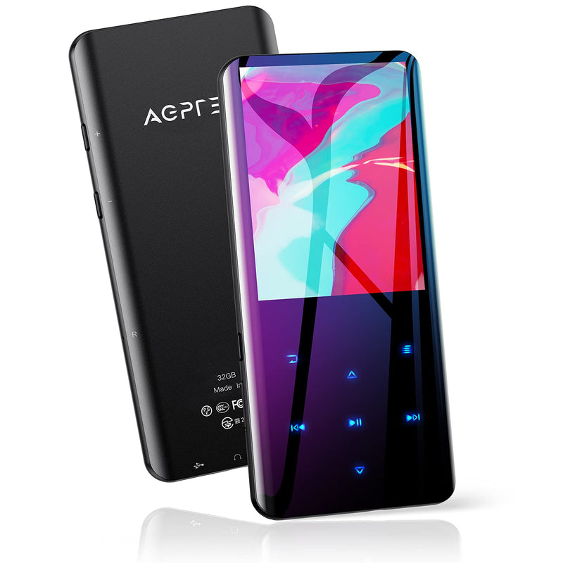  [AUSTRALIA] - 32GB MP3 Player with Bluetooth 5.0, AGPTEK 2.4" Curved Screen Portable Music Player with Speaker Lossless Sound with FM Radio, Voice Recorder, Supports up to 128GB, Black