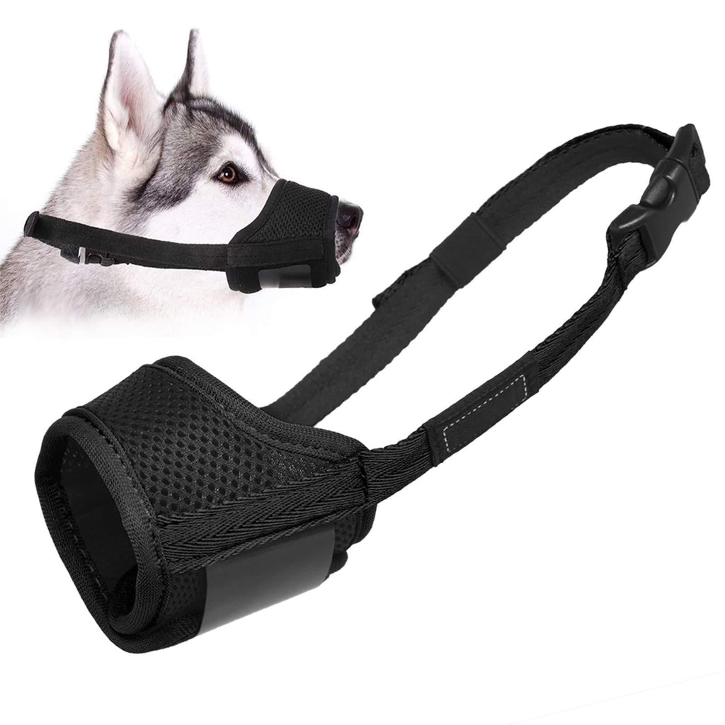 LUCKYPAW Dog Muzzle Anti Biting Barking and Chewing, with Comfortable Mesh Soft Fabric and Adjustable Strap, Suitable for Small, Medium and Large Dogs XS Black - LeoForward Australia