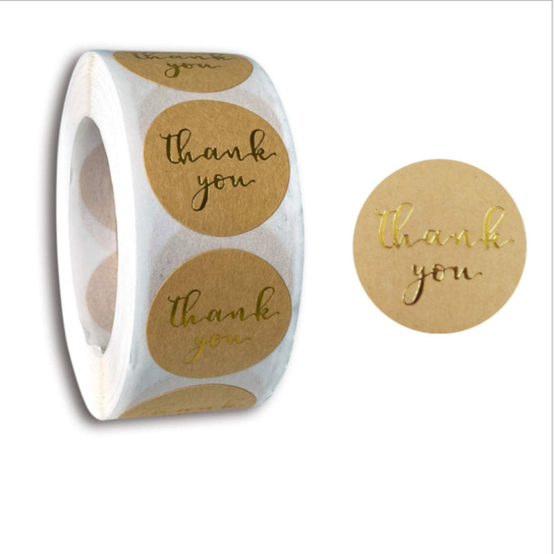  [AUSTRALIA] - 1 inch Thank You Stickers Seal Label Stickers Round Kraft Modern Paper Stickers, Store Wedding Envelope Stickers, 500 Labels Per Roll