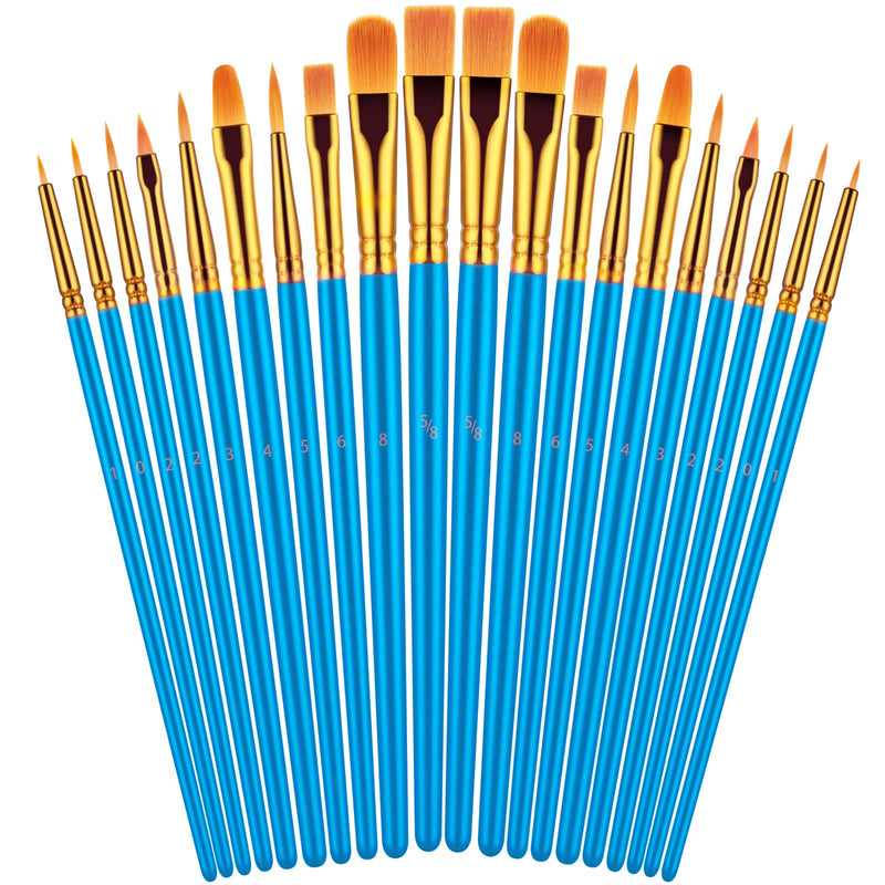  [AUSTRALIA] - Paint Brushes Set, 2Pack 20 Pcs Paint Brushes for Acrylic Painting, Oil Watercolor Acrylic Paint Brush, Artist Paintbrushes for Body Face Rock Canvas, Kids Adult Drawing Arts Crafts Supplies, Blue