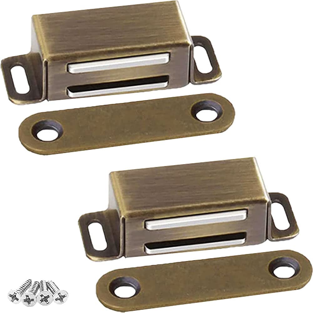  [AUSTRALIA] - Kitchen Cabinet Magnets Closure WENJUUS 2 Pack Cabinet Magnetic Catch Strong Cupboard Door Magnets Heavy Duty 15 lbs Metal RV Drawer Latch Closet Closing Stainless Steel Shutter Hardware Closer-Bronze 2 Pack-15lbs Bronze