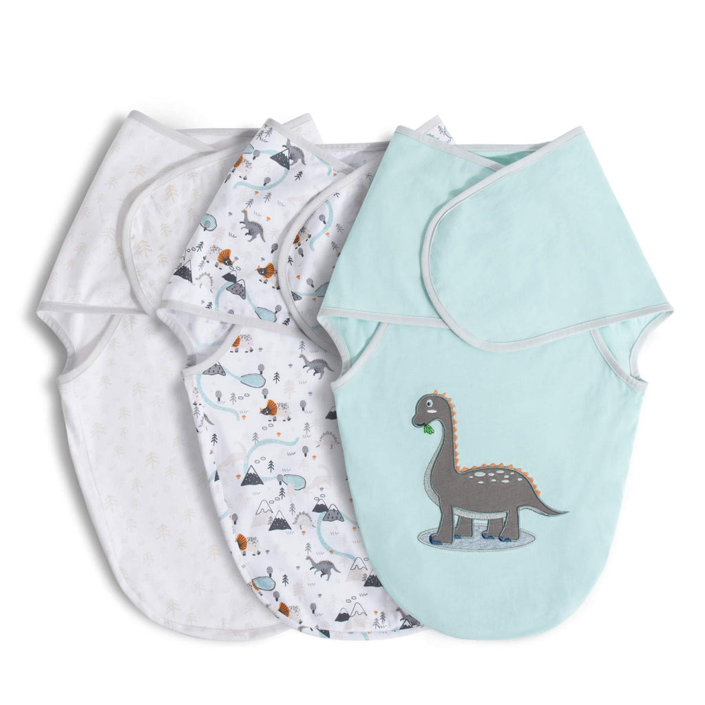  [AUSTRALIA] - Bedsure Newborn Baby Swaddle Blanket - Infant Girls & Boys - Baby Swaddle Pack of 3 (Dinosaur Dino Print) - 100% Cotton Baby Swaddle Sack Small for 0-3 Months Blue