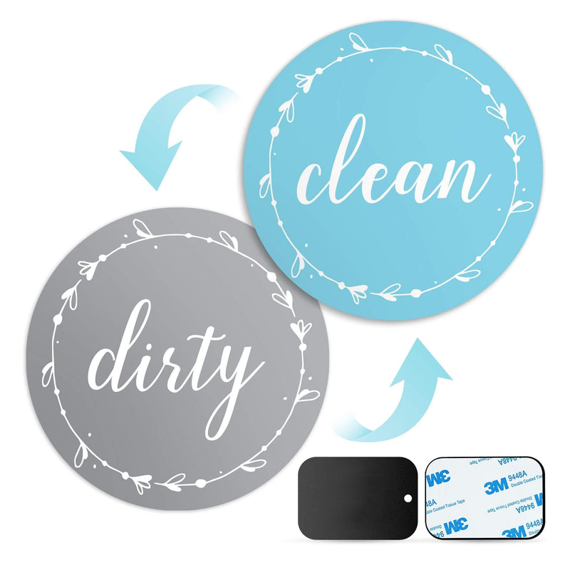  [AUSTRALIA] - Dishwasher Magnet Clean Dirty Sign: Works on Stainless Steel Non Magnetic Dish Washers - 3.15" - Includes Magnetic Piece with Adhesive - Farmhouse Kitchen Accessories Decor, Apartment Necessities Blue