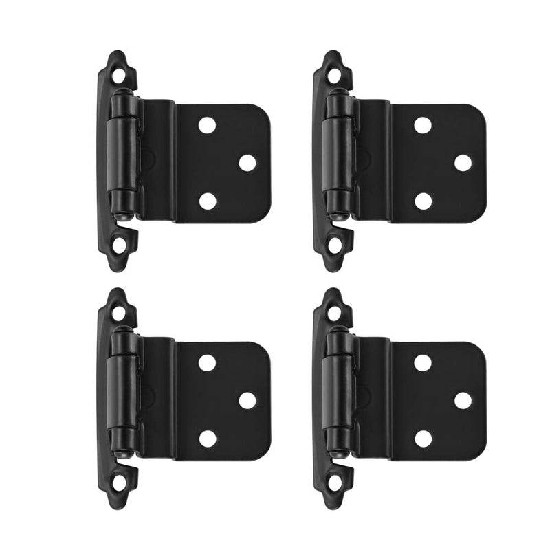  [AUSTRALIA] - JQK 3/8 Inch Inset Cabinet Door Hinges Black, 4 Pack 2 Pairs Flush Face Mount Cupboard Self-Closing Kitchen Cabinet Hardware Hinges, CH201-BK-P4