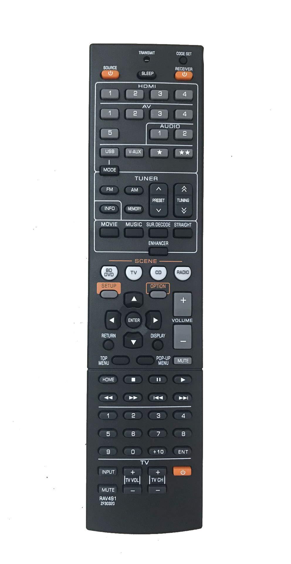 Replacement Remote Control RAV491 ZF30320 for Yamaha RX-465BL YHT-494BL RX-V565BL YHT-397BL YHT-493BL RXV765 AV Receiver - LeoForward Australia