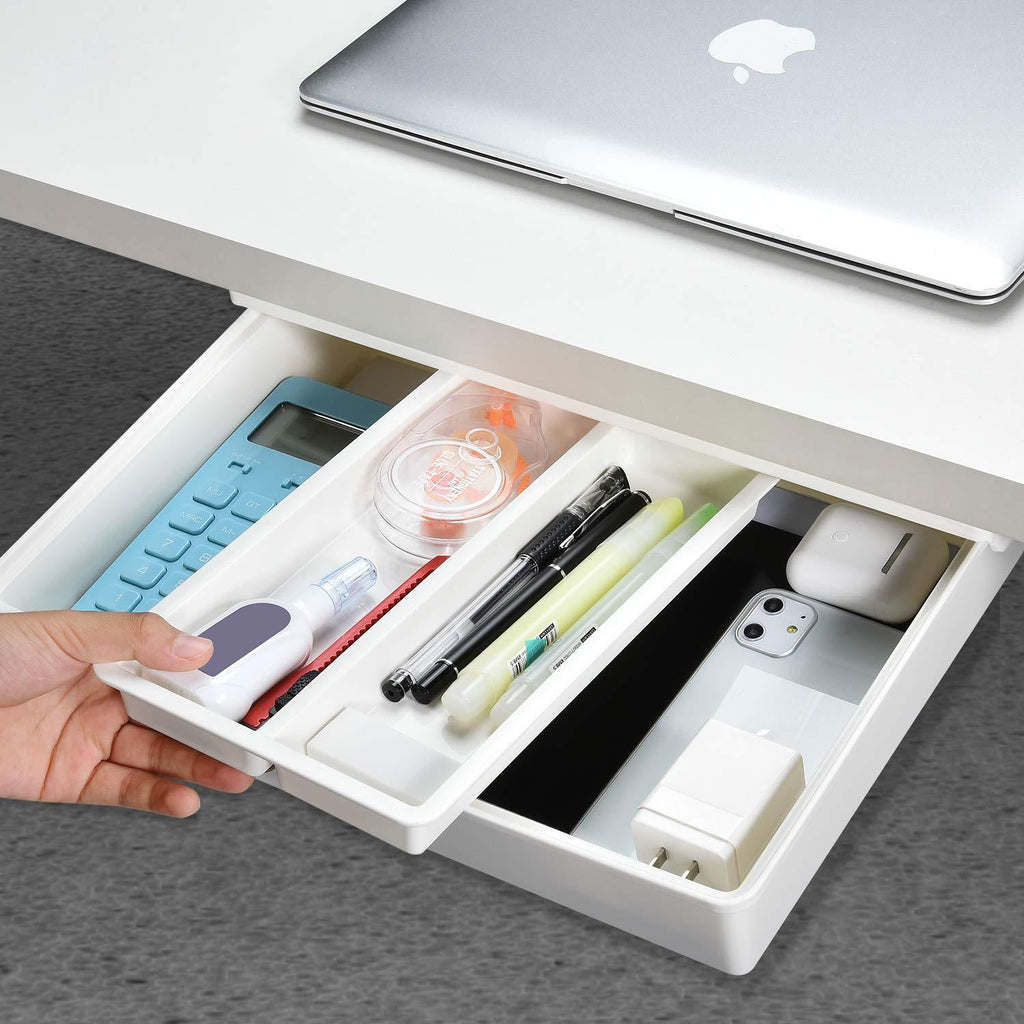  [AUSTRALIA] - Desk Drawer[Large], GGIANTGO Under Desk Storage, Set for Office/Bedroom/Schoolroom/Kitchen, Self-Adhesive Under Desk Drawer for iPad/Phone/Pens/Pencils/Keys/Cutlery and More Large