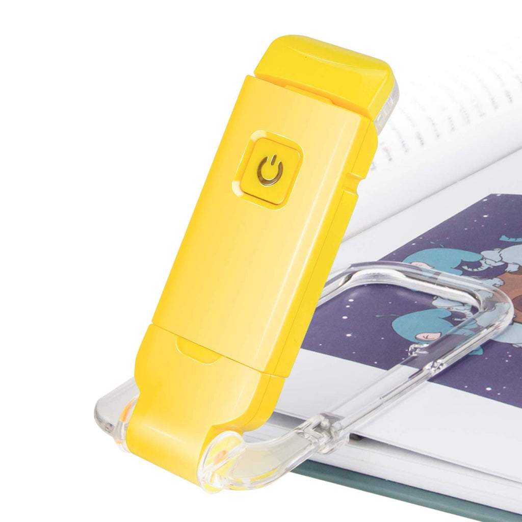  [AUSTRALIA] - BIGLIGHT Amber Book Reading Light, LED Clip on Book Lights, Reading Lights for Books in Bed, Small Book Light for Kids, USB Rechargeable, 2 Brightness Adjustable for Eye Protection, Yellow