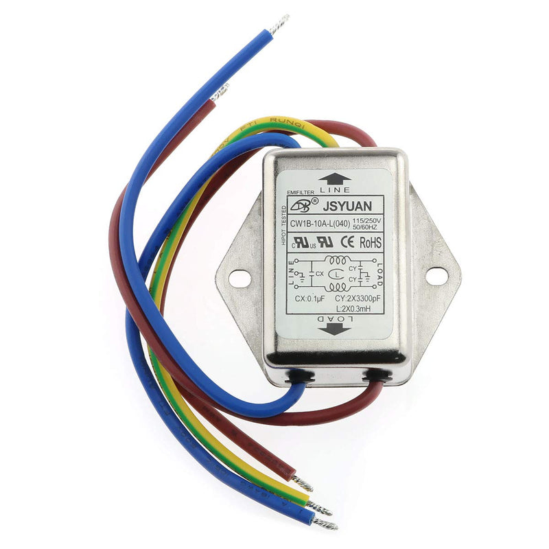  [AUSTRALIA] - E-outstanding EMI Filter 115/250VAC 10A Suppressor Power Noise Filter With Wire