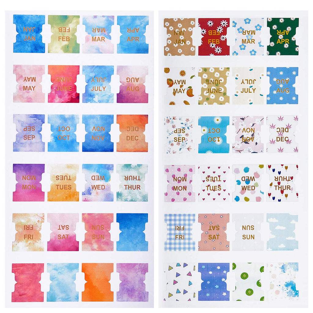  [AUSTRALIA] - Colorful Monthly Adhesive Tabs, Journal Monthly Tabs Adhesive Index Sticky Tabs Durable Monthly Calendar Stickers Monthly and Weekly Tabs for Planners Journal and Notebook (96 Pieces) 96