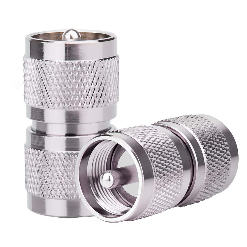  [AUSTRALIA] - MOOKEERF 2PCS UHF Male Connector PL259 Male to Male Adapter Low Loss UHF Male PL-259 Connector