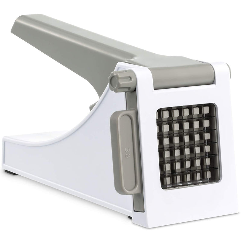  [AUSTRALIA] - Geedel Manual French Fry Cutter, Professional Potato Cutter for Veggies, Onions, Carrots, Cucumbers and more Grey+White