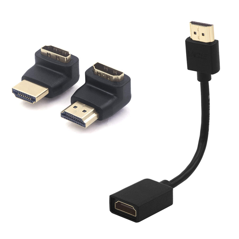  [AUSTRALIA] - VCE 2-Pack HDMI 90 Degree and 270 Degree Right Angle Male to Female Adapter Bundle with HDMI Swivel Adapter Male to Female HDMI Extension for Google Chrome Cast, Roku Streaming Stick