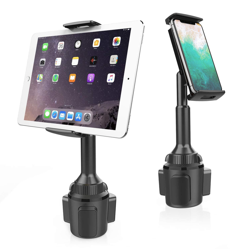  [AUSTRALIA] - Cup Holder Tablet Mount, APPS2Car 2-in-1 Cup Holder Car Cradle Adjustable Tablet Car Mount Holder for Car/Truck Compatible with 4.3-11 inch Tablets, iPad Mini/Air/Pro, iPhone, All Smartphones