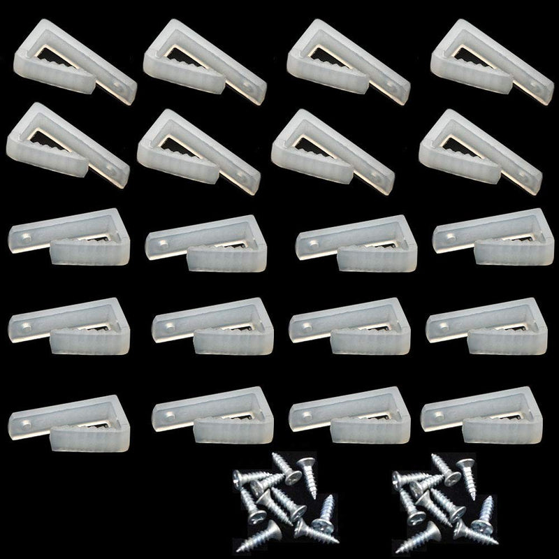  [AUSTRALIA] - PZRT 20pcs Plastic Fixer Clip with Mounting Screws Durable 5050 3528 3014 LED Strip Light Fastener Fix on The Wall Hanging on Tree