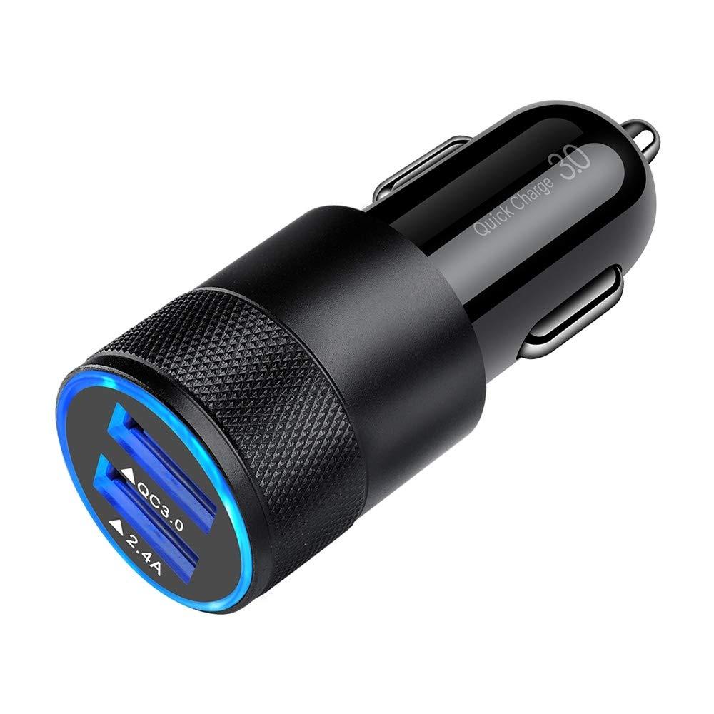  [AUSTRALIA] - Fast Car Charger, Quick Charging 5.4A/30W Phone USB Car Charger Adapter Rapid Plug 2 Port Cigarette Lighter Charger Flush Compatible Samsung, Tablet, iPhone, iPad, LG black