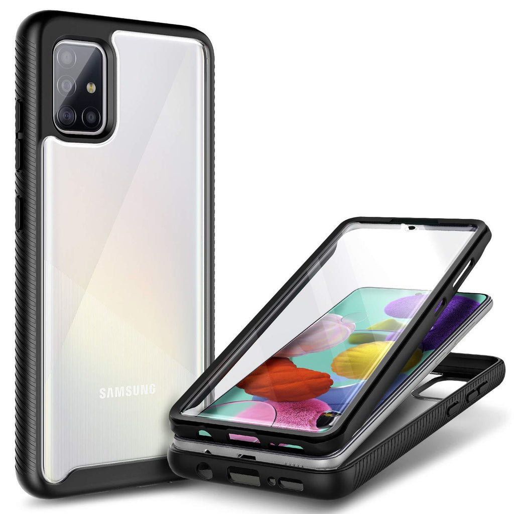  [AUSTRALIA] - E-Began Case for Samsung Galaxy A51 4G with [Built-in Screen Protector], Full-Body Protective Shockproof Rugged Bumper Cover, Impact Resist Durable Phone Case -Black Black