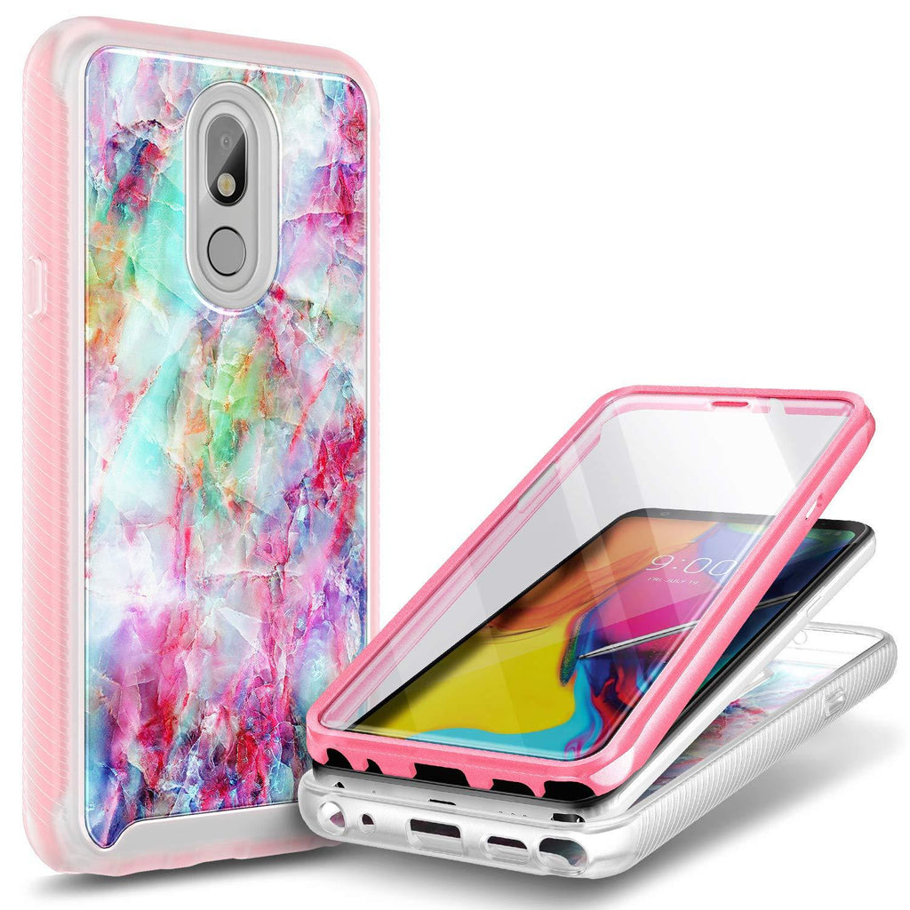  [AUSTRALIA] - E-Began Case for LG Journey LTE L322DL, Neon Plus/Aristo 4+ Plus/Escape Plus/Tribute Royal/Arena 2, Full-Body Protective Shockproof Bumper with Built-in Screen Protector -Marble Design Fantasy Marble Design Fantasy