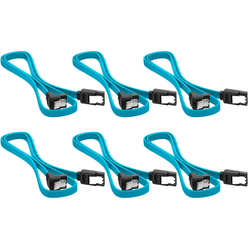 AYECEHI 6 Pack 90 Degree Right Angle SATA III 6.0 Gbps Cable (SATA 3 Cable) with Locking Latch Black - 12 Inches for SATA HDD, SSD, CD Driver, CD Writer (Blue) Blue - LeoForward Australia
