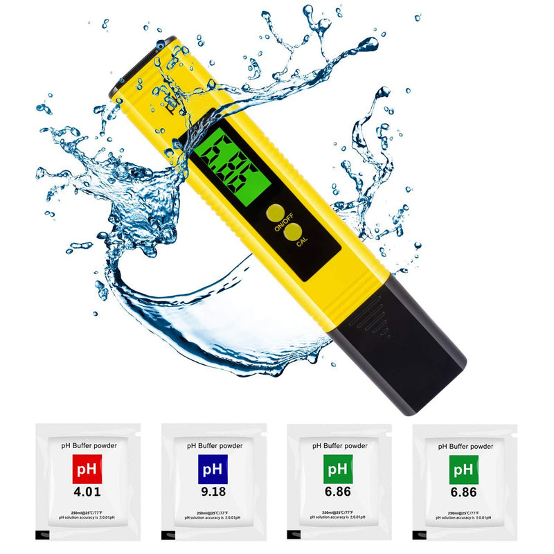 pH Water Tester - Backlight LCD Screen Water pH Tester for Food&Drinking Lab Spa etc (Yellow) yellow - LeoForward Australia