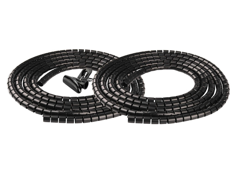  [AUSTRALIA] - Chengsi Cable Sleeve Organizer 19.7ft Cord Wire Wrap Coiled Tube Sleeve Cable Management Sleeve for Home Office PC TV Black 118.1inch*0.62inch*2pcs