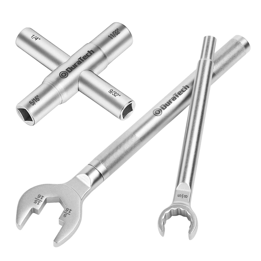 DURATECH 3-in-1 Plumber wrench & 4 Way Sillcock Key, 2-Pack, for Valve, Faucet nuts, and Spigots - LeoForward Australia