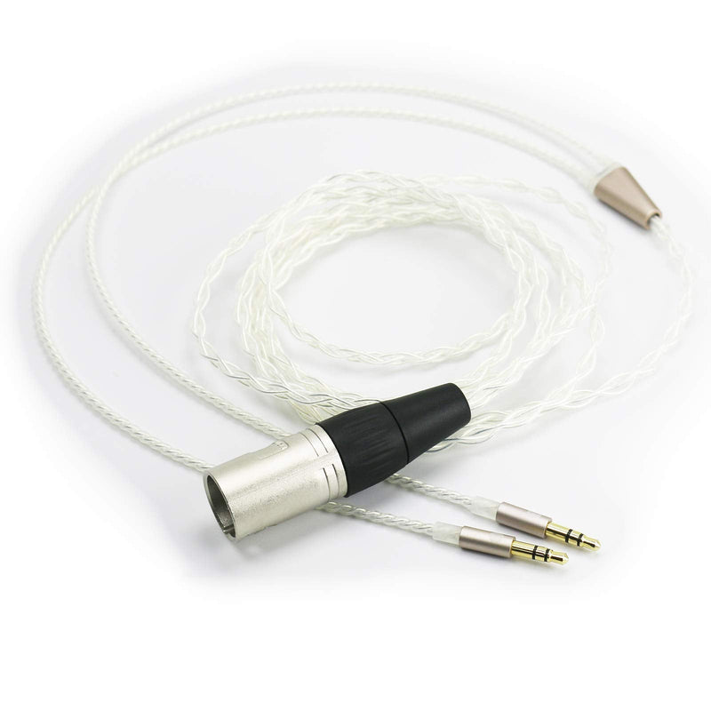  [AUSTRALIA] - NewFantasia 4-pin XLR Balanced Cable 6N OCC Copper Single Crystal Silver Plated Cord Compatible with Hifiman Arya, Sundara, Ananda, HE400SE Headphones 2.1m/6.8ft (4-pin XLR to Dual 3.5mm Version)