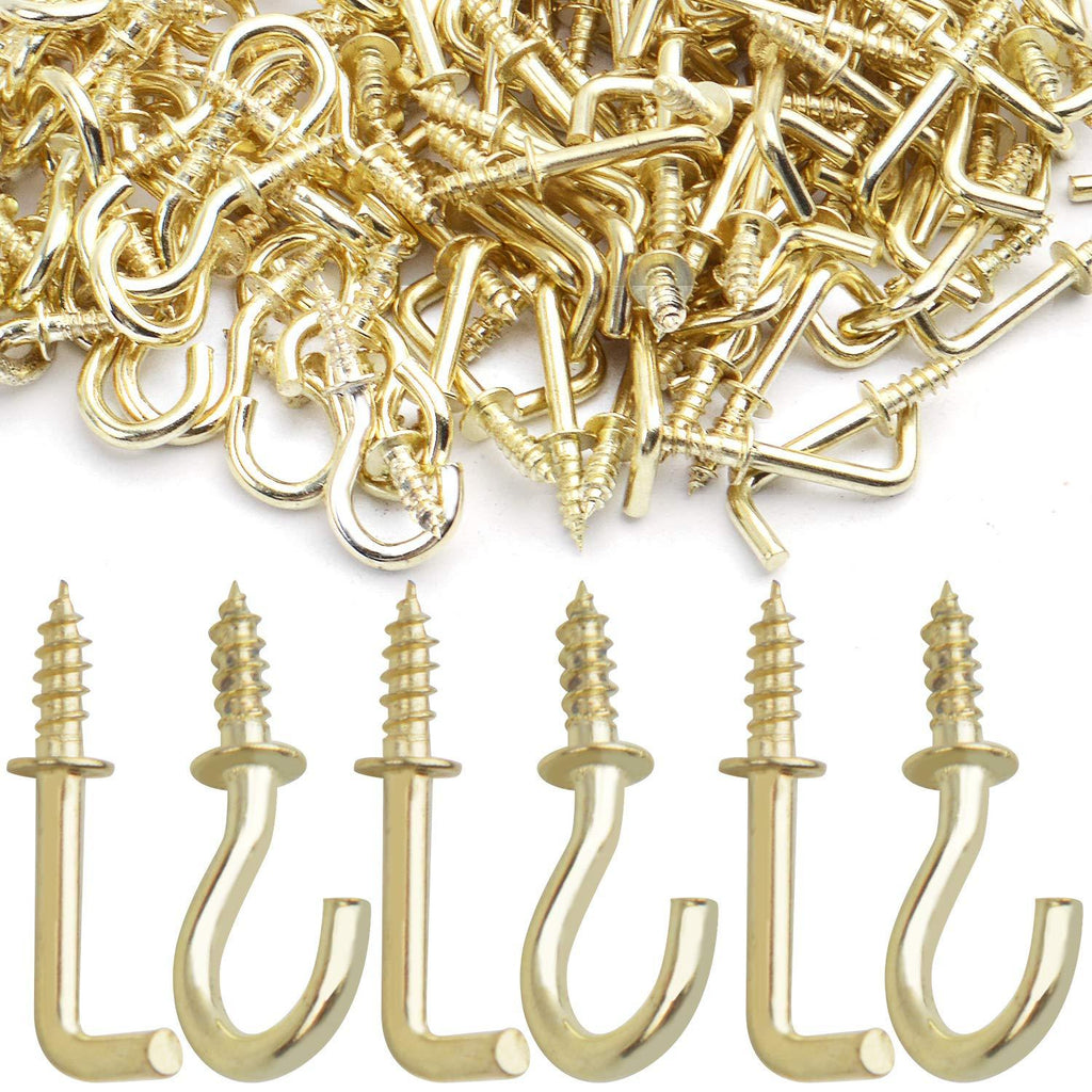 Screw Hooks Set,50pcs L Screw Hooks Shouldered Dresser Hooks and 50pcs Small Screw Hooks Screw-in Ceiling Hooks for Hanging,Gold - LeoForward Australia