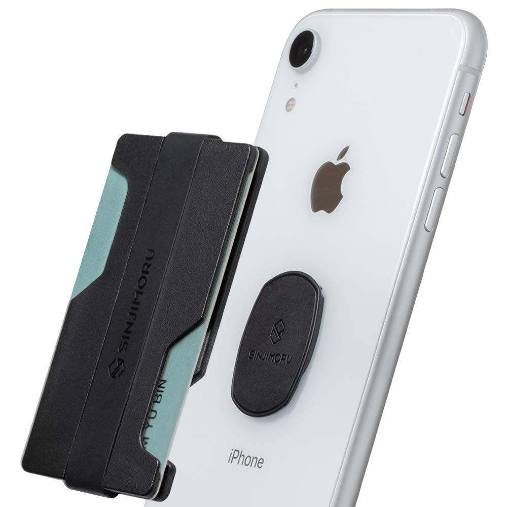  [AUSTRALIA] - Sinjimoru Detachable Card Holder for Phone, Minimal Slim Card Holder as Attachable Cell Phone Wallet and Phone Card Holder & Credit Card Wallet. Sinji Mount Z-Slot Black Plate