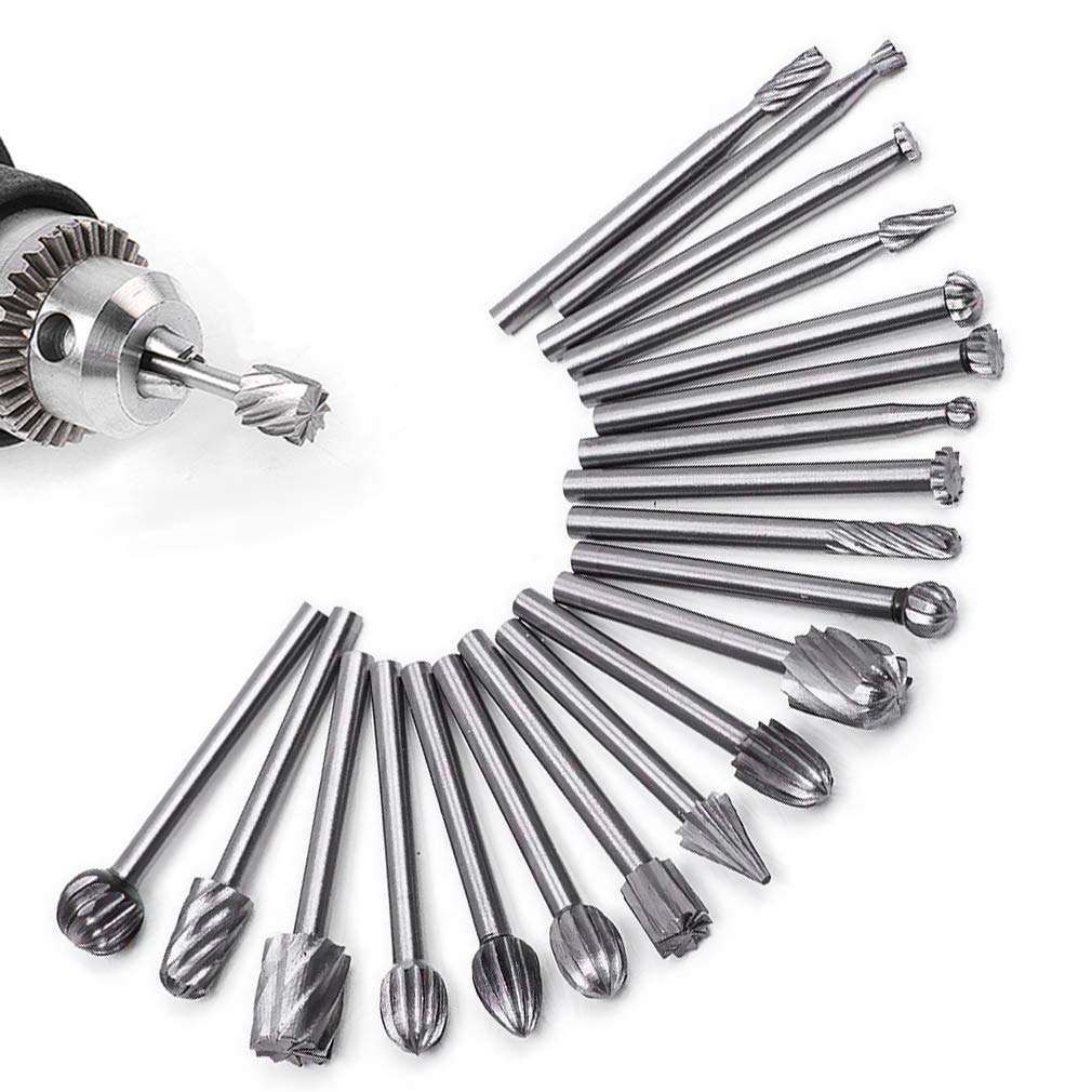 Carbide Burr Set, 10pcs Double Cut Solid Carbide Rotary Burrs, 0.118" Inch Shank Tungsten Files, Carbide Rotary Files Burrs for Polishing, Woodworking, Engraving, Drilling, Metal Carving - LeoForward Australia