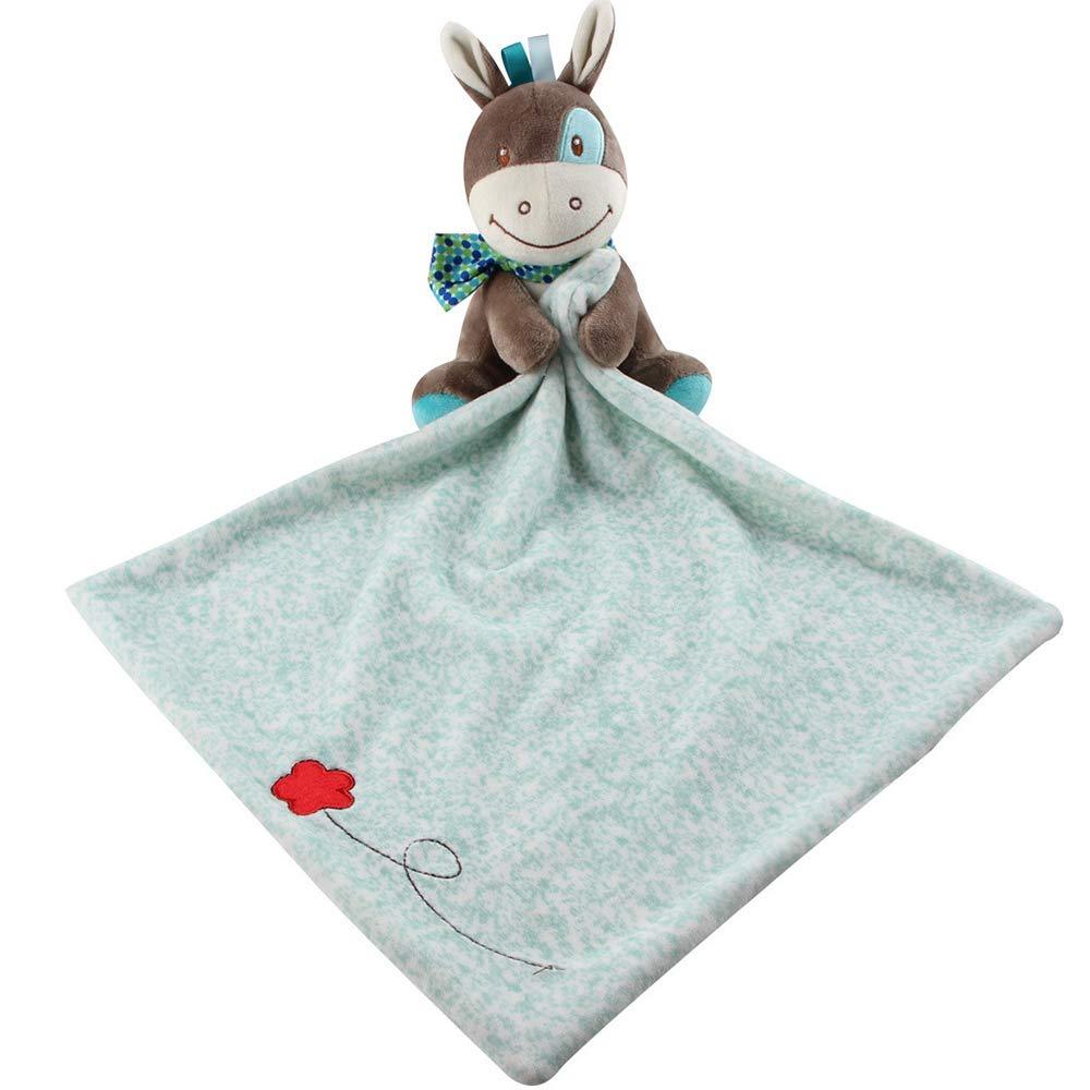  [AUSTRALIA] - Baby Security Blanket Comforter Lovey by Mama Baby, 100% Cotton Soft and Cuddly (Green Donkey) Green Donkey