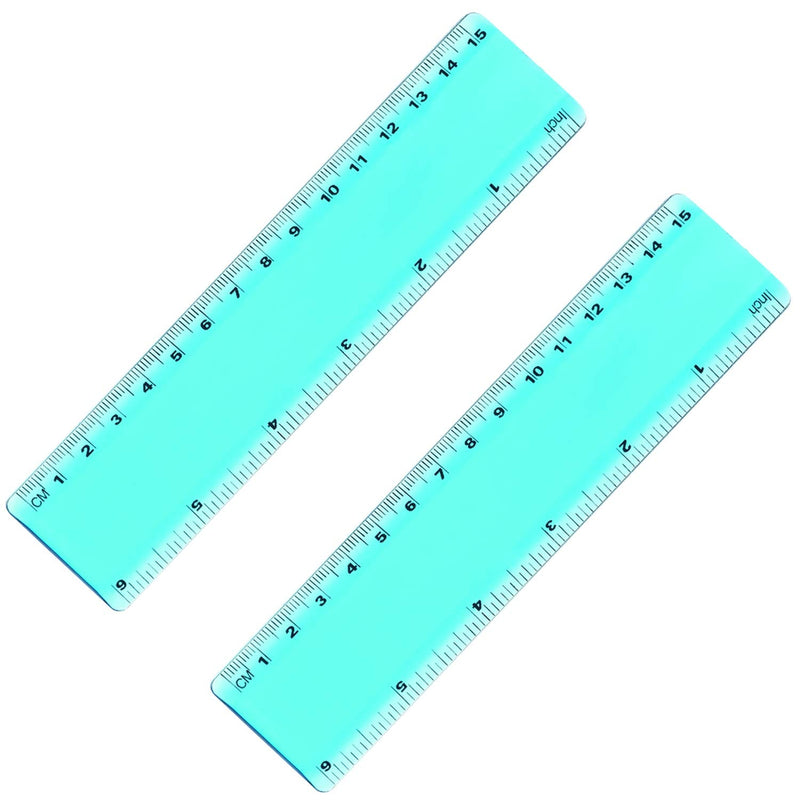  [AUSTRALIA] - 2 Pack Plastic Ruler Straight Ruler Plastic Measuring Tool for Student School Office (Green,6 Inch)
