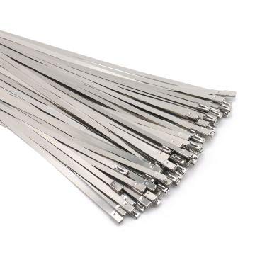  [AUSTRALIA] - Metal Zip Ties 12 inch Stainless Steel Zip Cable Ties 90pcs Exhaust Wrap Multi-Purpose Self Locking Cable Metal Zip Ties