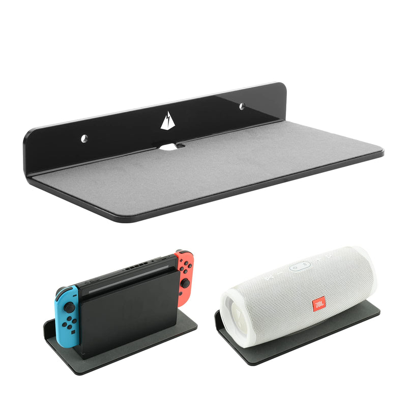  [AUSTRALIA] - Wall Shelf Speaker Stand, TXEsign Small Wall Shelf Speaker Mount for Bluetooth Speaker, Webcam, Cell Phones, Toy Display Shelf Acrylic Floating Speaker Shelf (9-Inch (Black)) Black