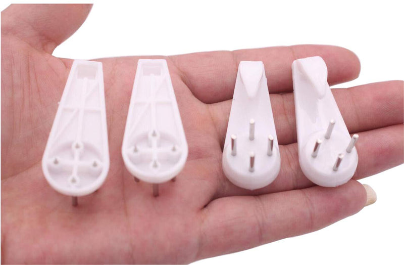 20PCS White Non-Trace Wall Picture Hook Concrete Hard Wall Drywall Picture Hanging Hook Seamless Nail Plastic Fasteners Multi-Purpose Wall Mount Non-Mark Hooks for Photo Album Frame Clock Hanging M 40MM - LeoForward Australia