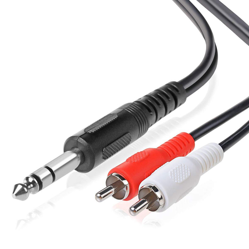 TENINYU Premium 1/4 Inch TRS to Dual RCA Insert Audio Cable (3FT) - Male 6.35mm 1/4" TRS to 2RCA Connector Wire Plug (3 Feet) 3 Feet - LeoForward Australia