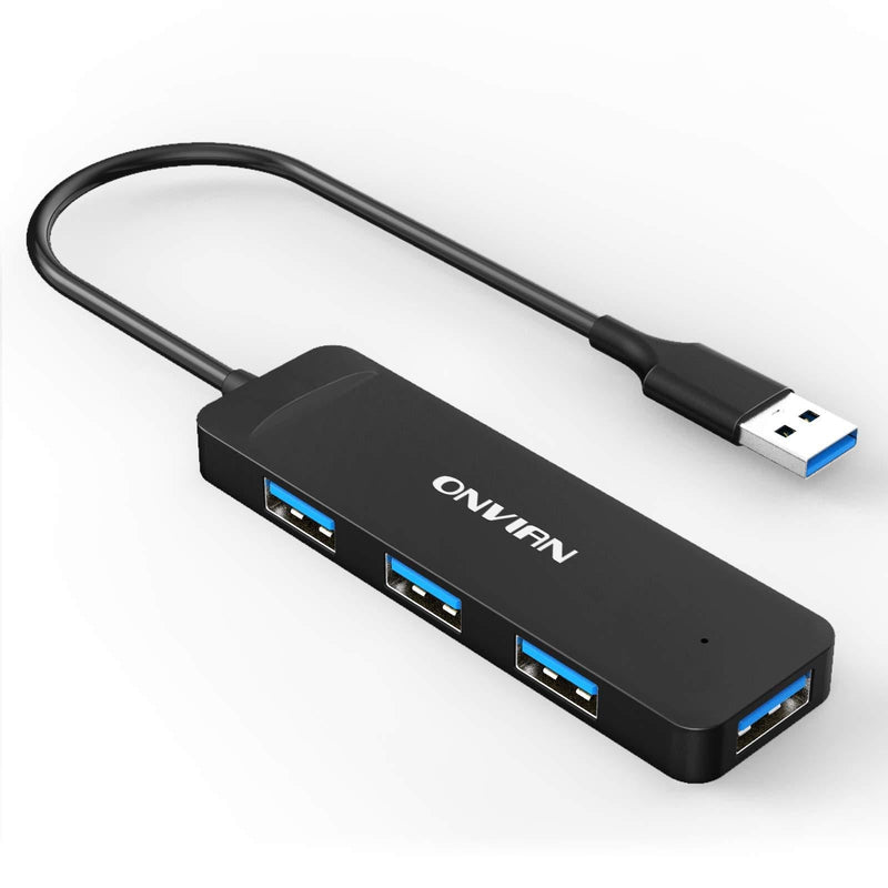 Onvian 4-Port USB 3.0 Hub, Ultra Slim Portable USB Data Hub Splitter for USB Expansion - 20 cm Extended Cable - LeoForward Australia