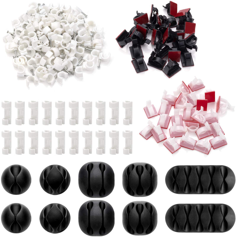  [AUSTRALIA] - 180pcs Cable Clips; Adhesive Cable Clips,10mm Cable Clips with Steel Nails;Black Cord Organizer Cable Clips and White Cable Clips; Self-Adhesive Wire Clips Management Cable Tie Holder for Car and Home