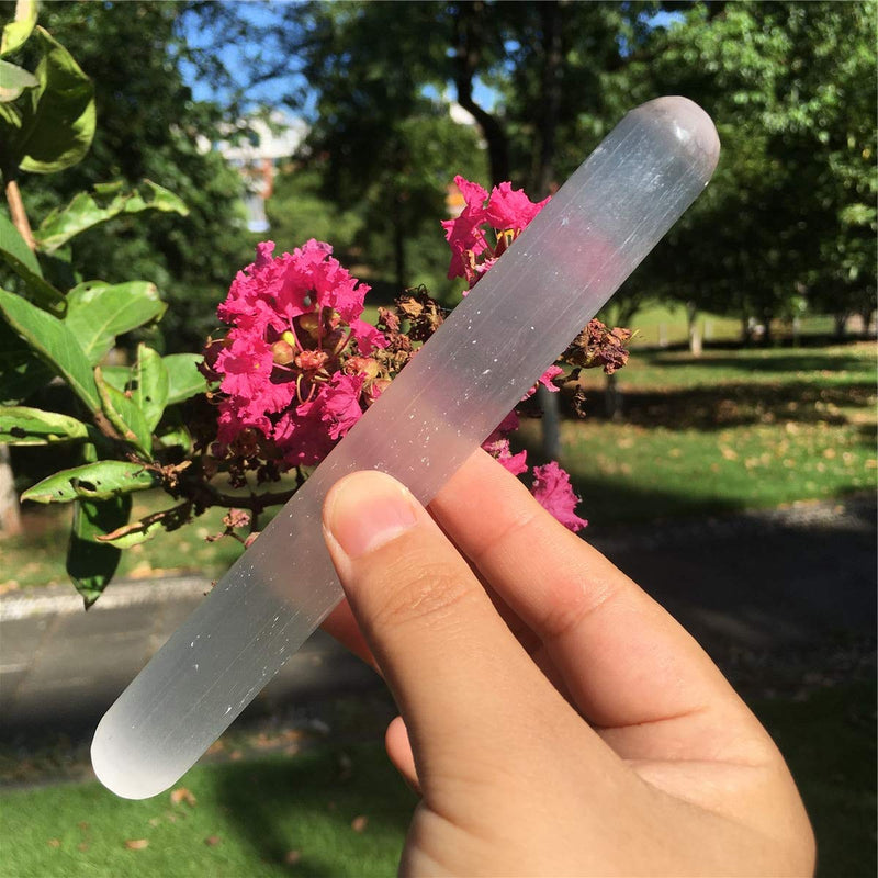  [AUSTRALIA] - Zenkeeper Selenite Wand - Natural Round Selenite Stick for Reiki Chakra Healing Home Decor (Round Selenite Stick)