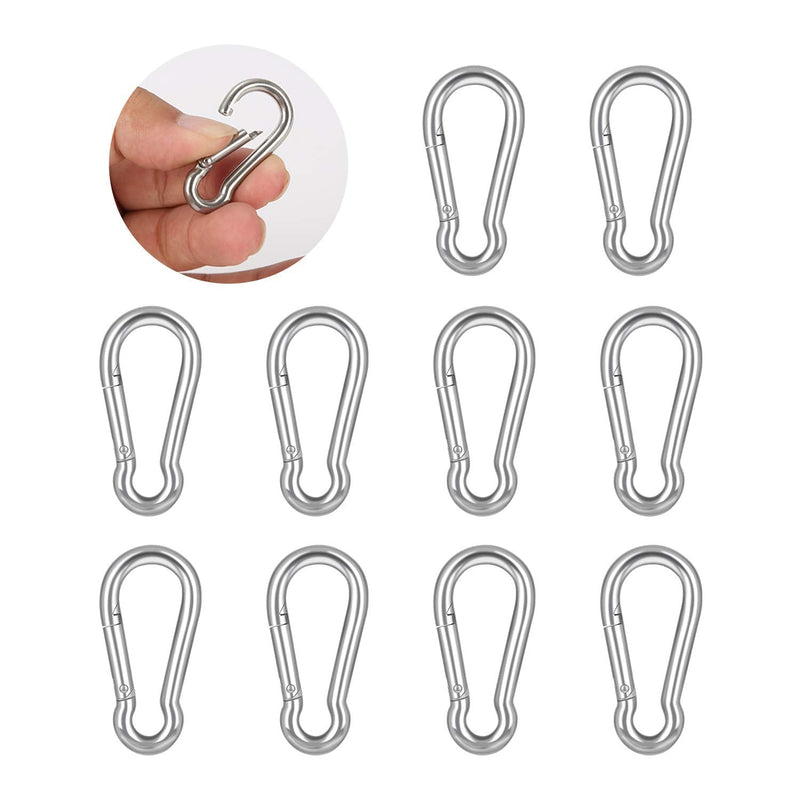  [AUSTRALIA] - 10 PCS Stainless Steel Carabiner Clip Spring-Snap Hook - Lotsun M4 1.57 Inch Heavy Duty Carabiner Clips for Keys Swing Set Camping Fishing Hiking Traveling