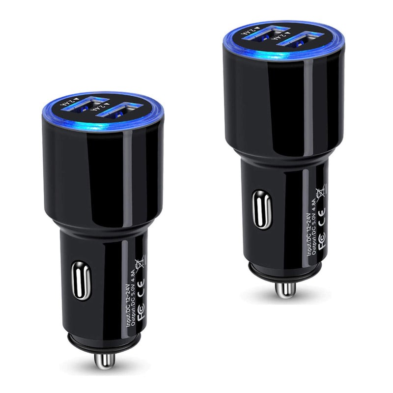 [AUSTRALIA] - USB Car Charger, 2Pack 4.8A Fast Charging Dual Port USB Cigarette Lighter Adapter for iPhone 14 13 12 11 Pro Max SE XR X 8 7 6, iPad, Samsung Galaxy S22 S21 S20 S10 S9 S8 S7 A10E A51,Android,Kindle