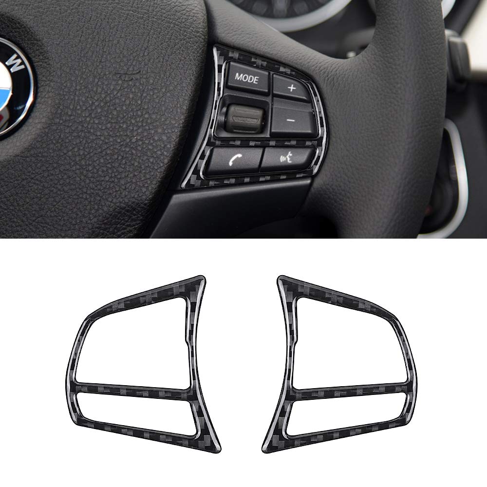 BLAKAYA Compatible with Carbon Fiber Steering Wheel Buttons Frame Stickers Cover Trim for BMW 3 4 Series 3GT F30 F32 F34 2013 2014 2015 2016 2017 2018 2019(2pcs Black） - LeoForward Australia